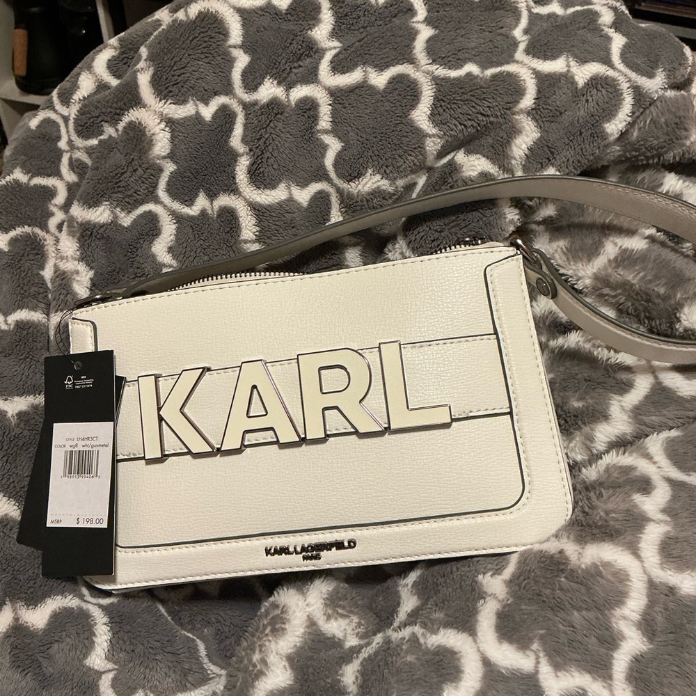 Karl Lagerfeld White Crossbody Bag with Logo